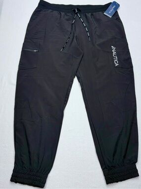 Nautica Cargo Lightweight Joggers Mens XL Black Performance NWT Unique with Draw